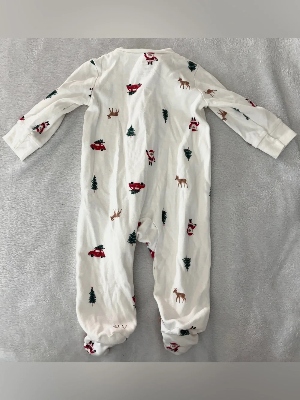 Carter's White Holiday Moose Footed One-Piece Pajamas